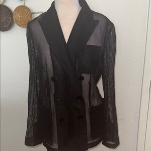 Ralph Lauren Black Sheer Double-Breasted Blazer